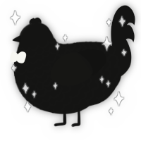 A black chicken with a lace pattern