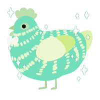 A mint and apple chicken with a bar pattern
