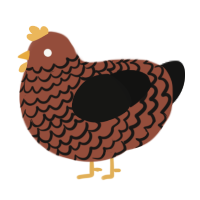 A russet and black chicken with a lace pattern