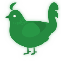 A viridian chicken with a neck-speckle pattern
