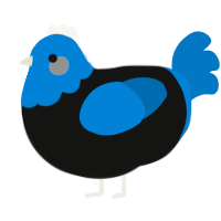 A black and sapphire chicken with a head pattern