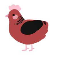A red and black chicken with a neck-band pattern