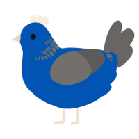 A ultramarine and grey chicken with a neck-band pattern