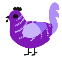 A violet and lilac chicken with a half-bar pattern