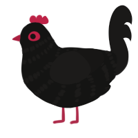 A black and sable chicken with a bar pattern
