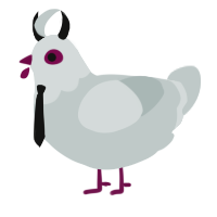 Fear Chicken, a silver chicken with a head pattern