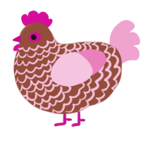A russet and pink chicken with a lace pattern