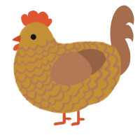 A gold and brown chicken with a lace pattern