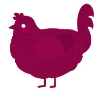 A maroon chicken with a lace pattern