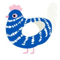 A ultramarine and white chicken with a bar pattern