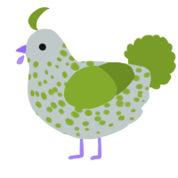 Green Onion, a silver and chartreuse chicken with a speckle pattern