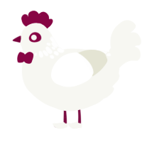 A white chicken with a neck-speckle pattern