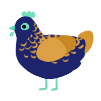 sonata, a navy and orange chicken with a half-lace pattern