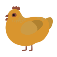 炸饅頭, a orange and gold chicken with a neck-speckle pattern