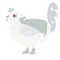 A white and mist chicken with a half-lace pattern