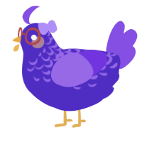 Jibola Shope, a indigo and blurple chicken with a half-lace pattern
