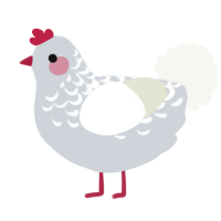 A mist and white chicken with a half-lace pattern