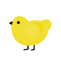 A yellow chicken with a half-lace pattern