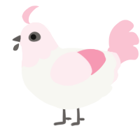 Utopia, a white and rose chicken with a head pattern
