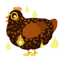 Professor Magma, a tumblr and wine chicken with a speckle pattern
