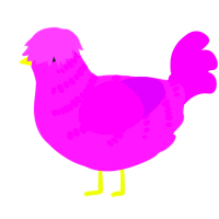 Flamingo, a orchid and amethyst chicken with a half-bar pattern