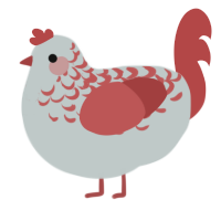 A silver and red chicken with a half-lace pattern