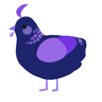 A navy and blurple chicken with a neck-band pattern