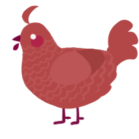 A red chicken with a lace pattern