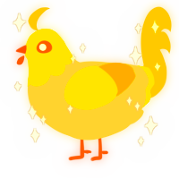 Midas, a beige and ochre chicken with a head pattern