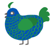 mmmaybe, a ultramarine and viridian chicken with a lace pattern