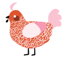 (unnamed), a vermilion and rose chicken with a double-lace pattern