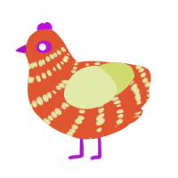 Name Name, a vermilion and lemon chicken with a bar pattern