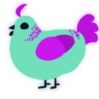 MintUbe, a mint and amethyst chicken with a neck-band pattern