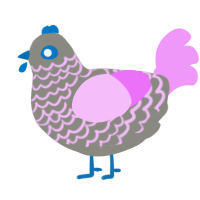 Unicorn, a ash and lavender chicken with a lace pattern