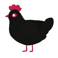 A black chicken with a lace pattern