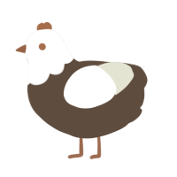 smor, a bark and white chicken with a head pattern