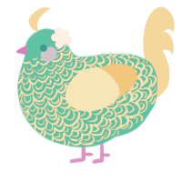 (unnamed), a turquoise and honey chicken with a double-lace pattern