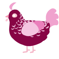 A maroon and pink chicken with a half-lace pattern