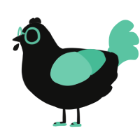 A black and mint chicken
