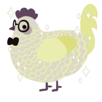 Bob, a mist and lemon chicken with a lace pattern