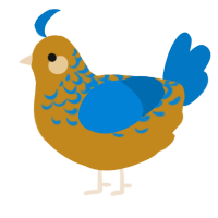 Breeding Fodder, a ochre and sapphire chicken with a half-lace pattern