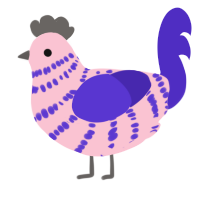 A rose and indigo chicken with a bar pattern