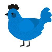 A sapphire chicken with a double-lace pattern