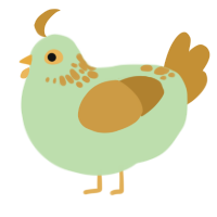 A gluppy and gold chicken with a neck-speckle pattern