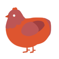 Terracotta, a vermilion and red chicken with a head pattern