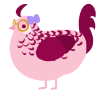Laced, a rose and maroon chicken with a half-lace pattern