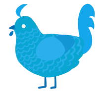 A cerulean and sky chicken with a lace pattern