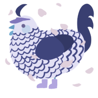 sulphur, a lilac and navy chicken with a lace pattern