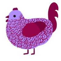 A lilac and maroon chicken with a double-lace pattern