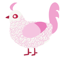 Pale rose, a white and pink chicken with a double-lace pattern